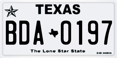 TX license plate BDA0197