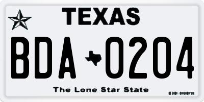 TX license plate BDA0204