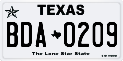 TX license plate BDA0209