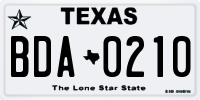 TX license plate BDA0210
