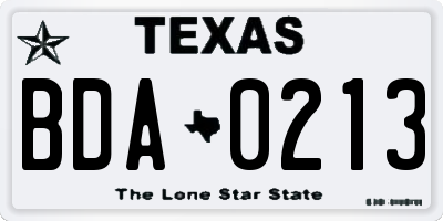 TX license plate BDA0213