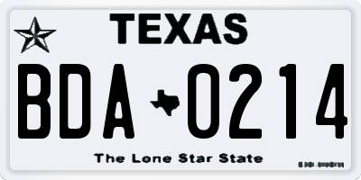 TX license plate BDA0214