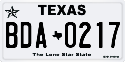TX license plate BDA0217