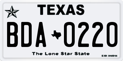 TX license plate BDA0220