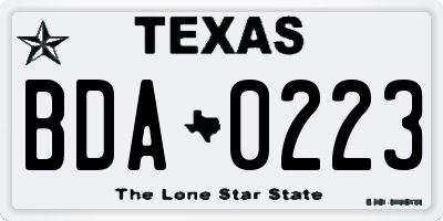 TX license plate BDA0223