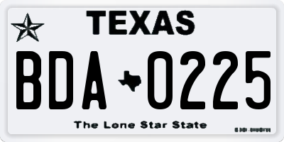 TX license plate BDA0225