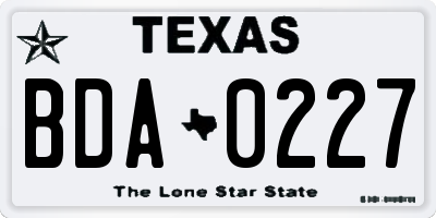 TX license plate BDA0227