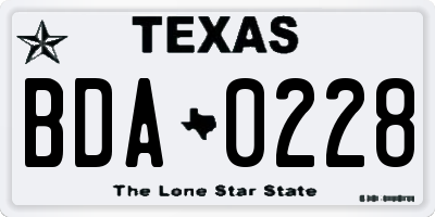 TX license plate BDA0228