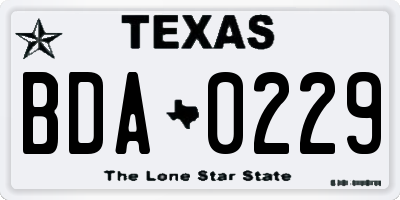 TX license plate BDA0229