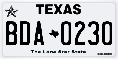 TX license plate BDA0230