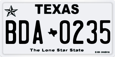 TX license plate BDA0235