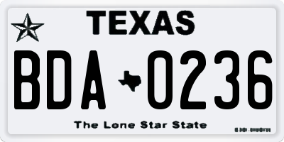 TX license plate BDA0236