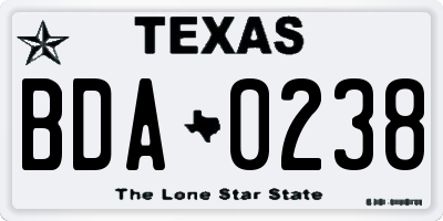 TX license plate BDA0238