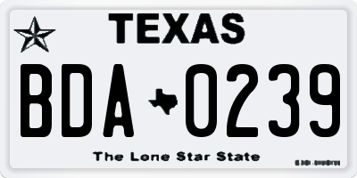 TX license plate BDA0239