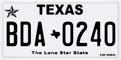 TX license plate BDA0240