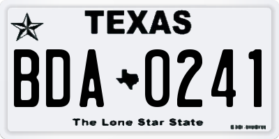 TX license plate BDA0241