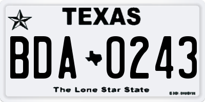 TX license plate BDA0243