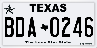 TX license plate BDA0246
