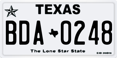 TX license plate BDA0248
