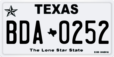 TX license plate BDA0252