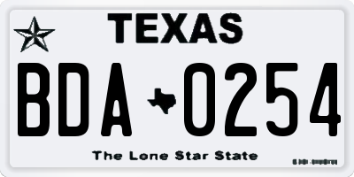 TX license plate BDA0254