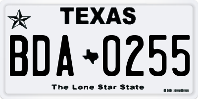 TX license plate BDA0255