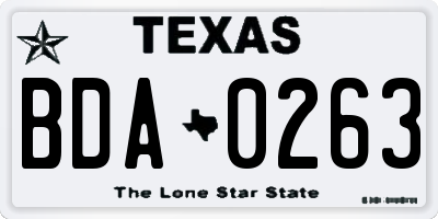 TX license plate BDA0263