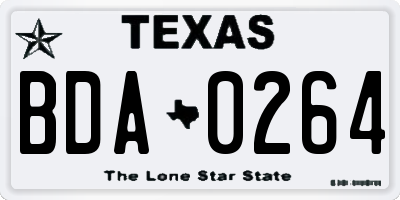 TX license plate BDA0264