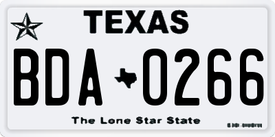 TX license plate BDA0266