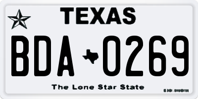 TX license plate BDA0269