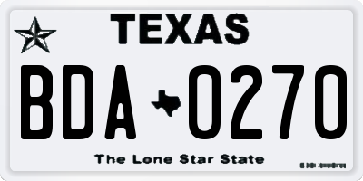 TX license plate BDA0270