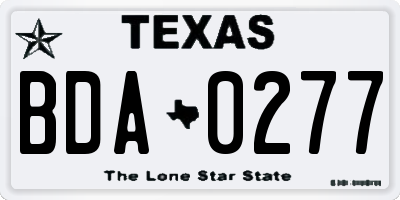 TX license plate BDA0277