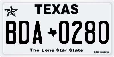 TX license plate BDA0280
