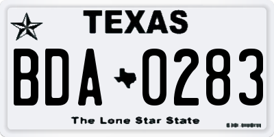 TX license plate BDA0283