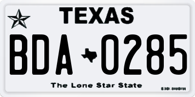 TX license plate BDA0285