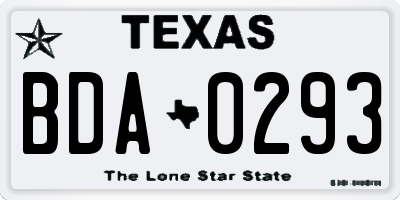 TX license plate BDA0293