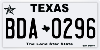 TX license plate BDA0296