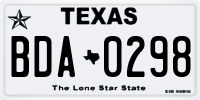 TX license plate BDA0298