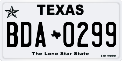 TX license plate BDA0299