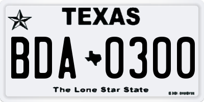 TX license plate BDA0300