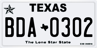 TX license plate BDA0302