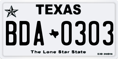 TX license plate BDA0303