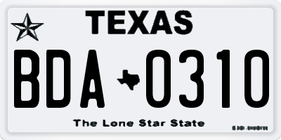 TX license plate BDA0310