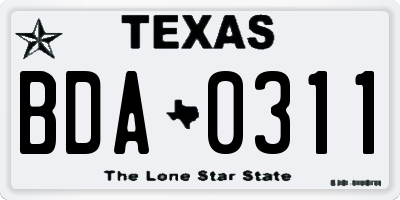 TX license plate BDA0311