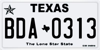 TX license plate BDA0313