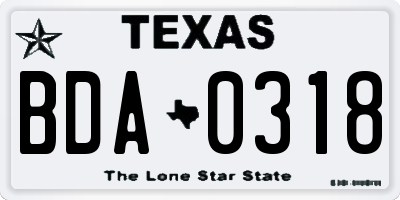 TX license plate BDA0318