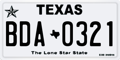 TX license plate BDA0321