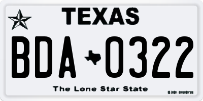 TX license plate BDA0322