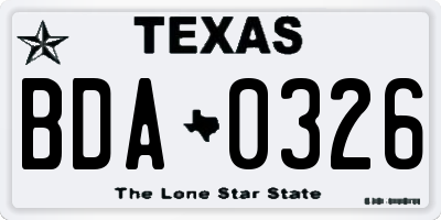 TX license plate BDA0326