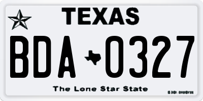 TX license plate BDA0327